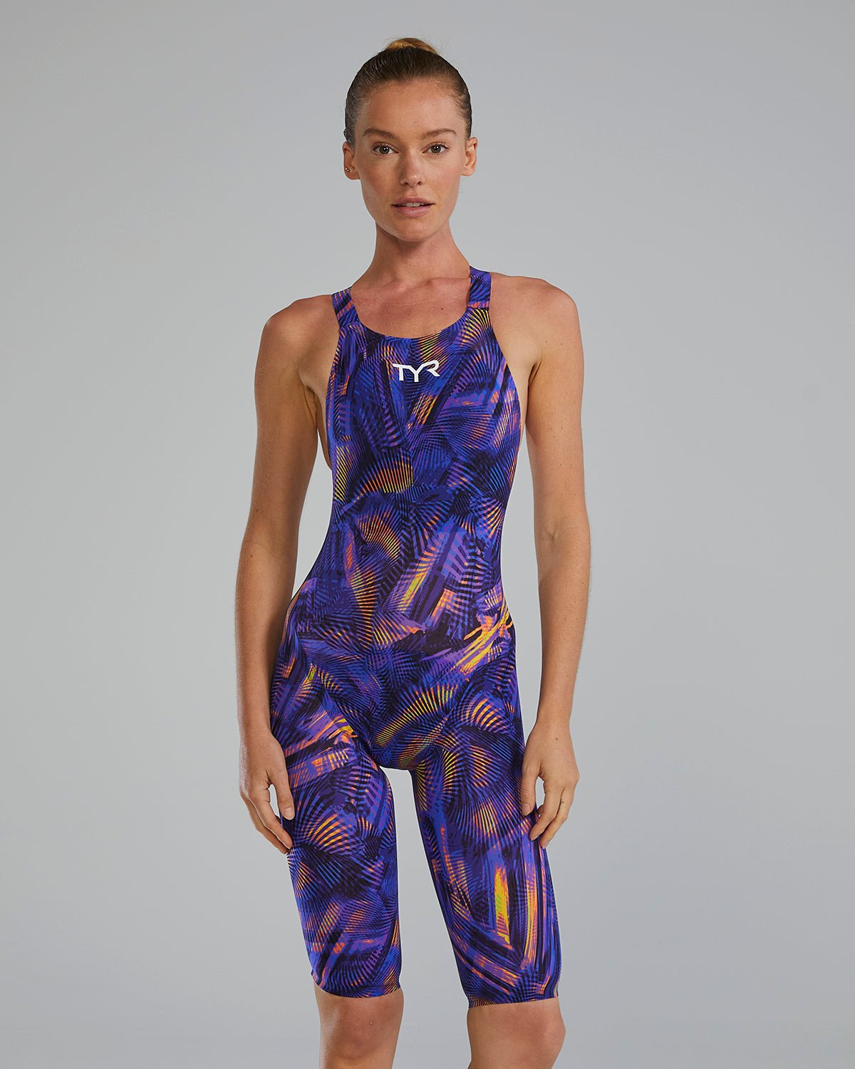Women's Avictor Open Back Tech Suit - Helux / Purple Gold