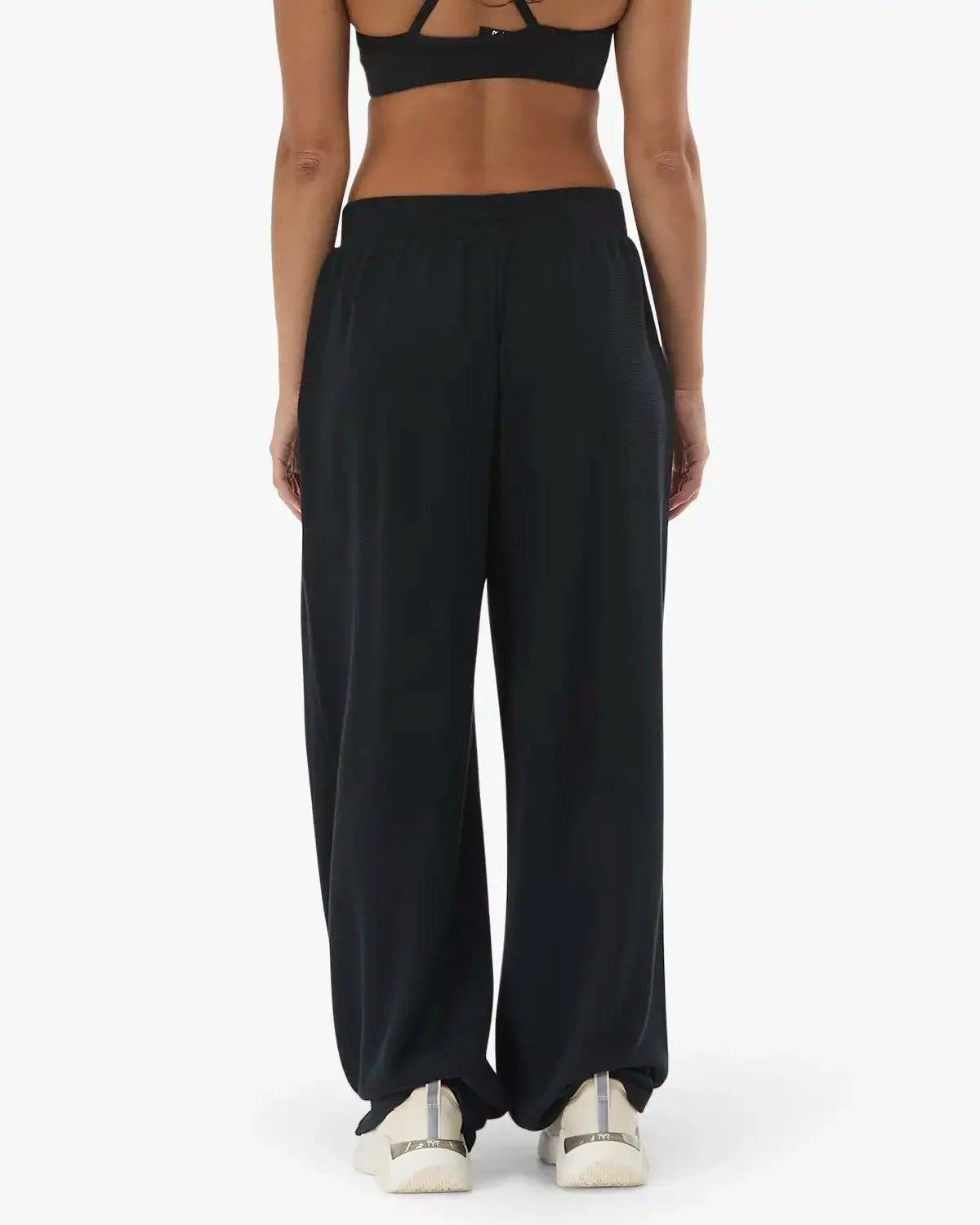 Women's Waffle Wide Leg Pant - Black