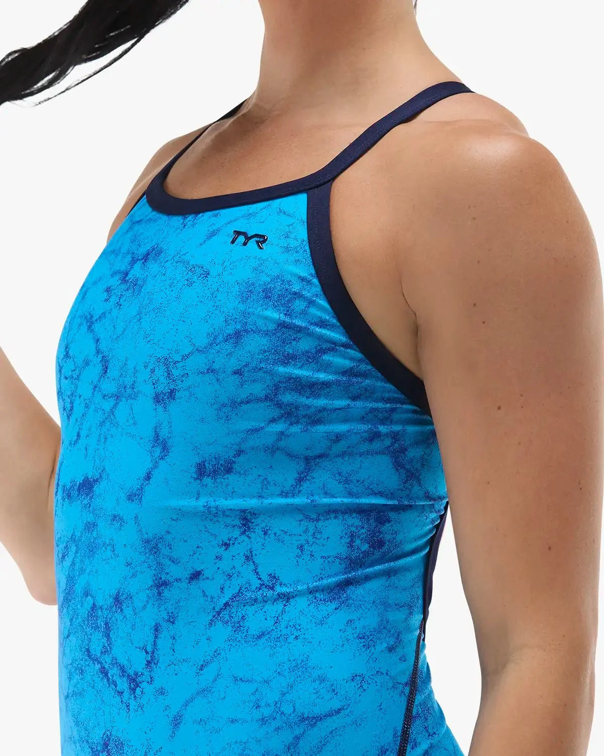 Women's Durafast Elite® Diamondfit Swimsuit - Zephyr / Light Blue & Navy