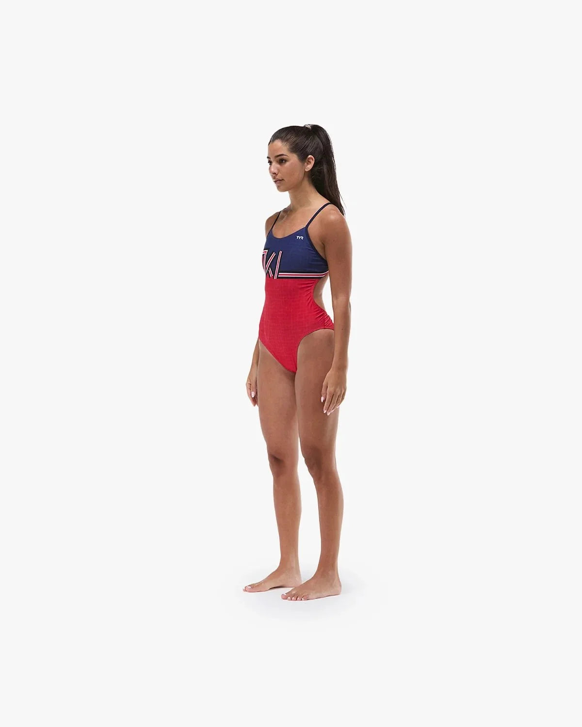 TYR x Katie Ledecky Women's Durafast Elite® Cutoutfit Swimsuit - Red & Navy