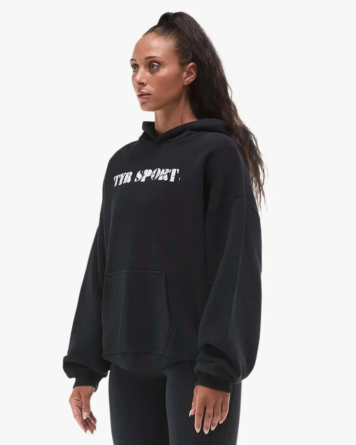 Women's TYR Sport Stencil Graphic Pullover Hoodie - Black