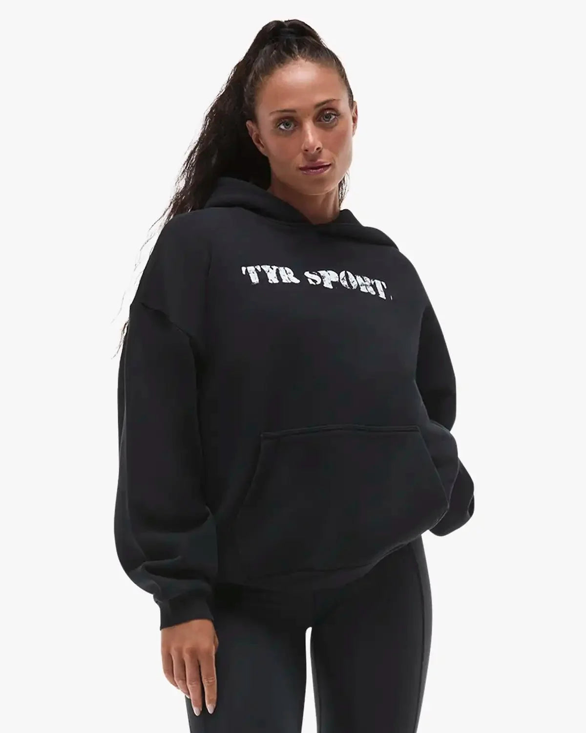 Women's TYR Sport Stencil Graphic Pullover Hoodie - Black