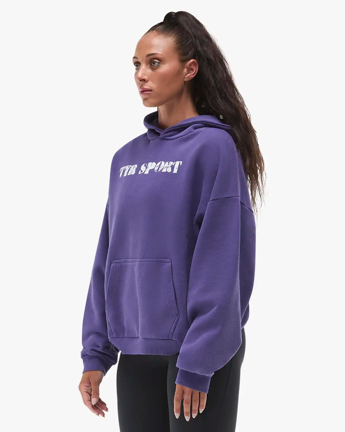 Women's TYR Sport Stencil Graphic Oversized Pullover Hoodie - Grape Soda