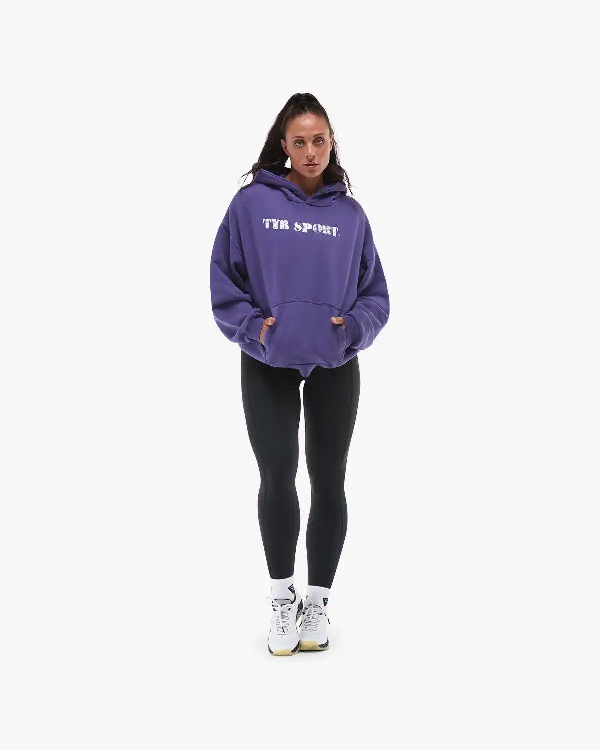 Women's TYR Sport Stencil Graphic Oversized Pullover Hoodie - Grape Soda