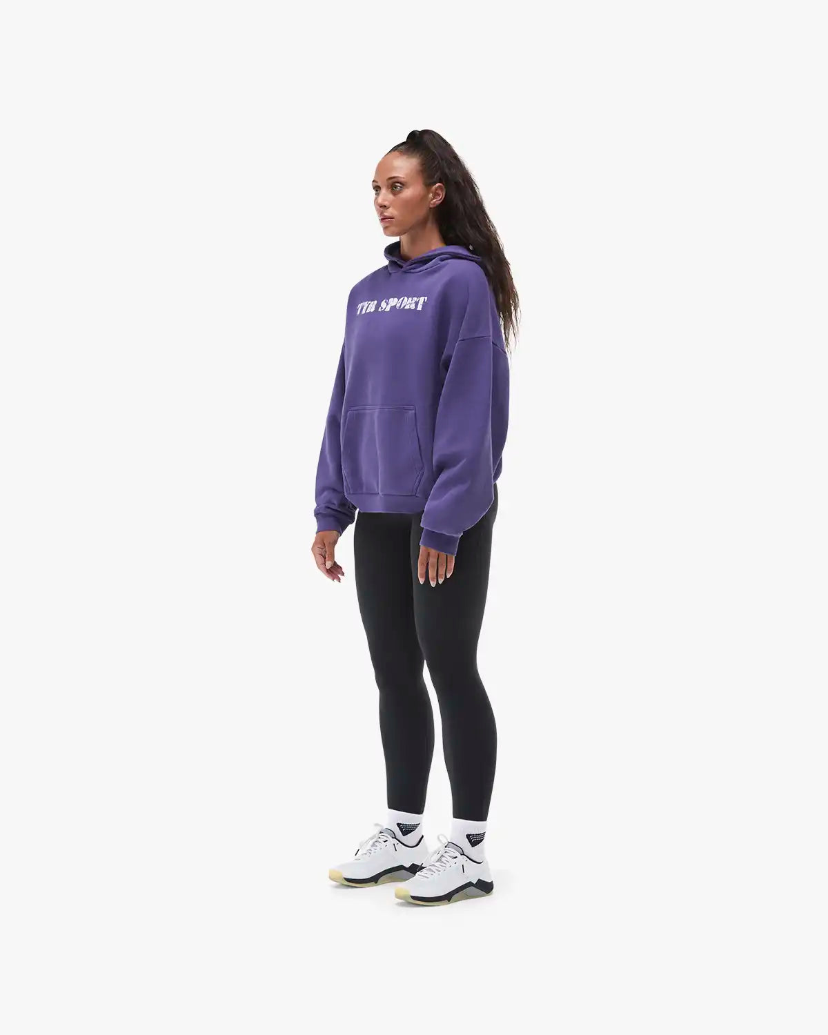 Women's TYR Sport Stencil Graphic Oversized Pullover Hoodie - Grape Soda