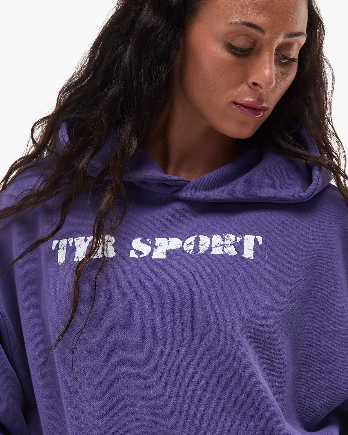 Women's TYR Sport Stencil Graphic Oversized Pullover Hoodie - Grape Soda