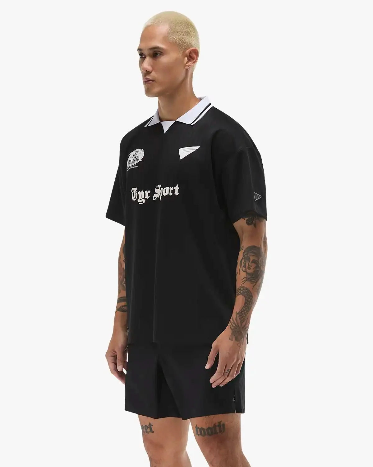 Men's Collared Sports Jersey - Black/White