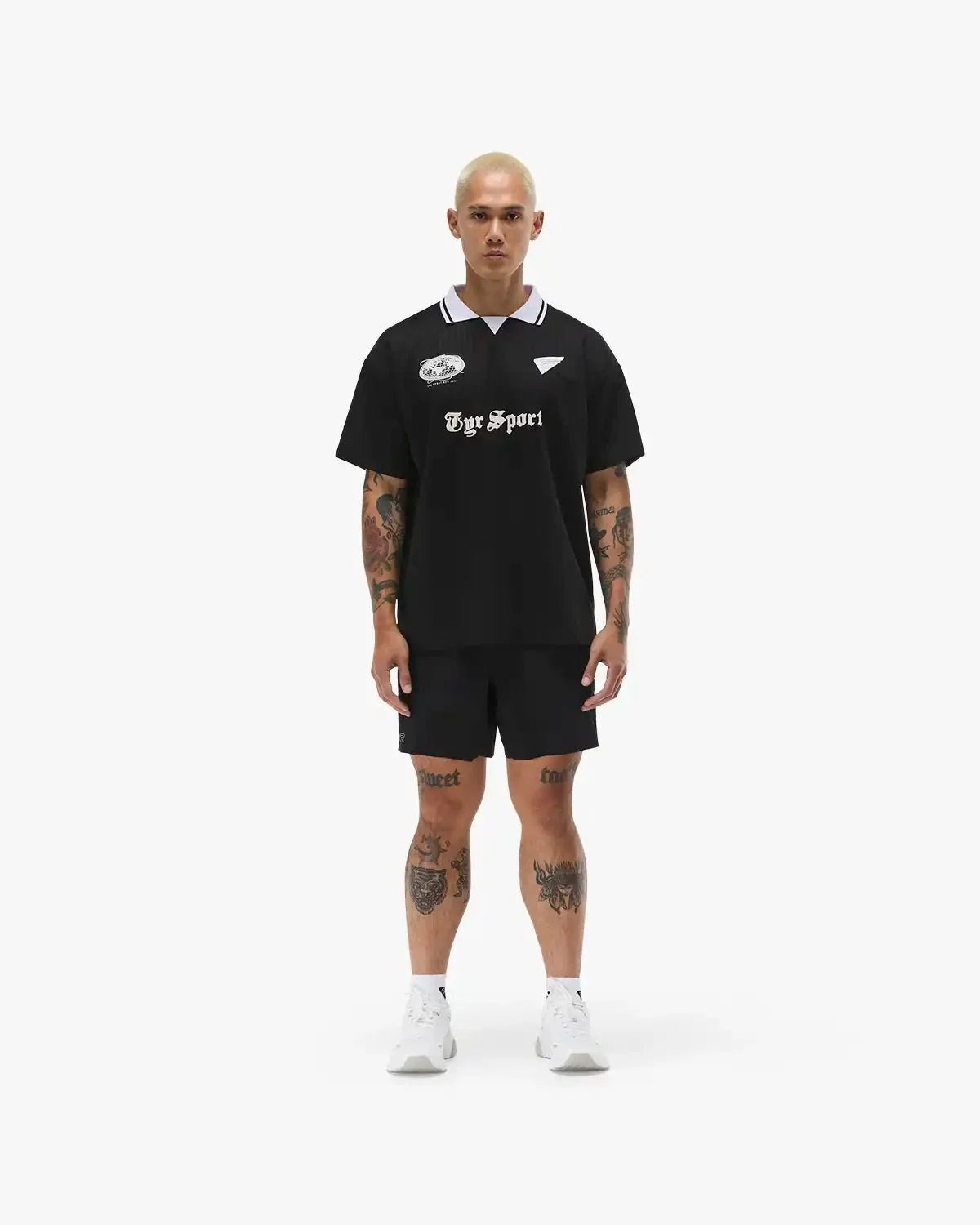 Men's Collared Sports Jersey - Black/White