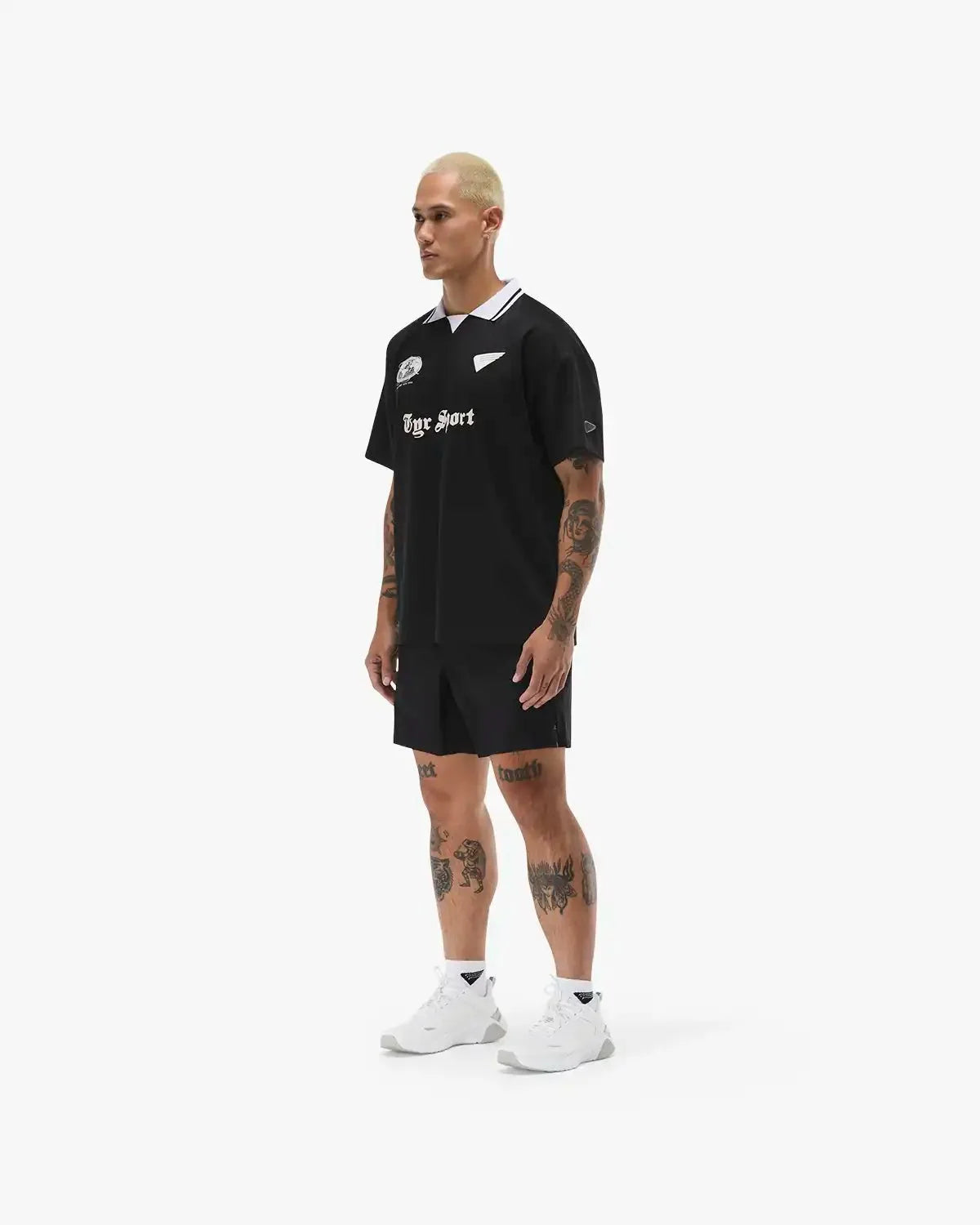 Men's Collared Sports Jersey - Black/White