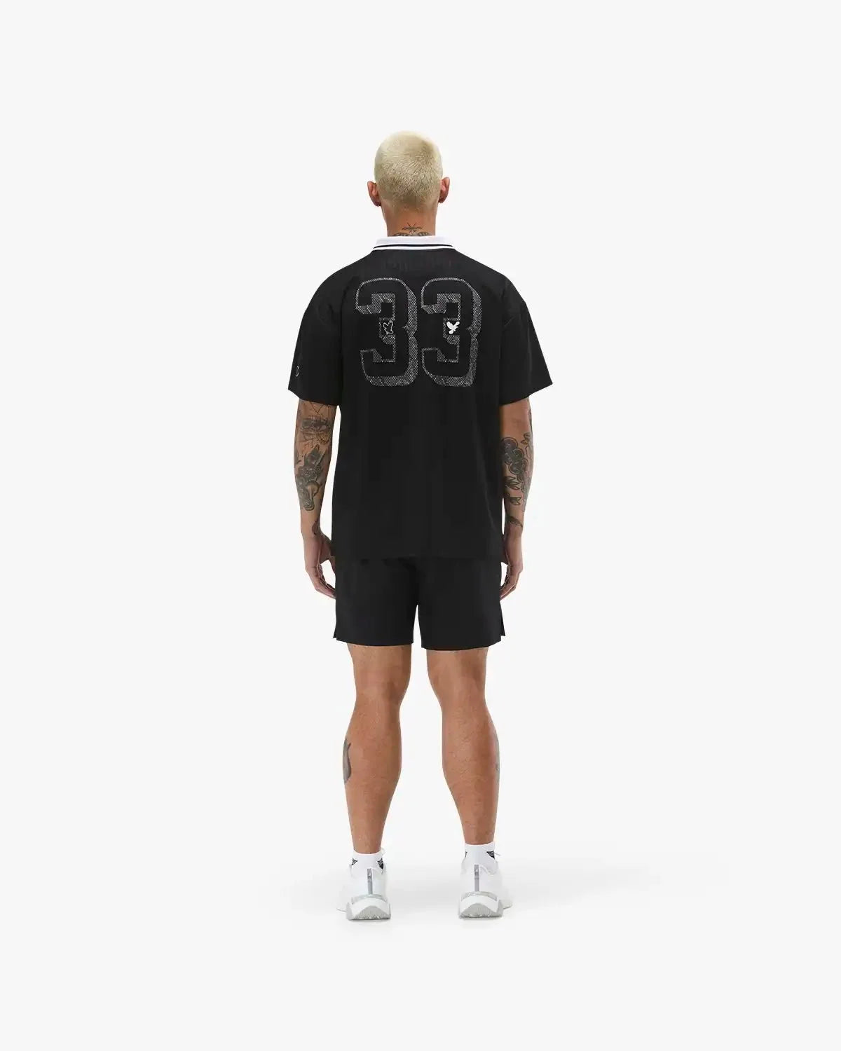 Men's Collared Sports Jersey - Black/White