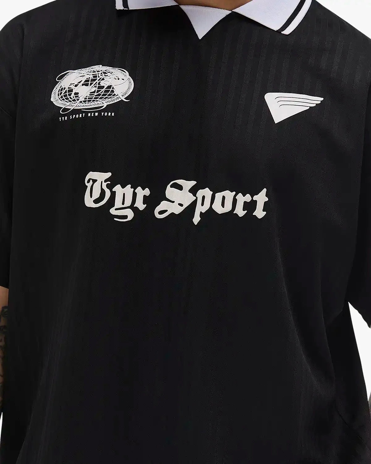 Men's Collared Sports Jersey - Black/White