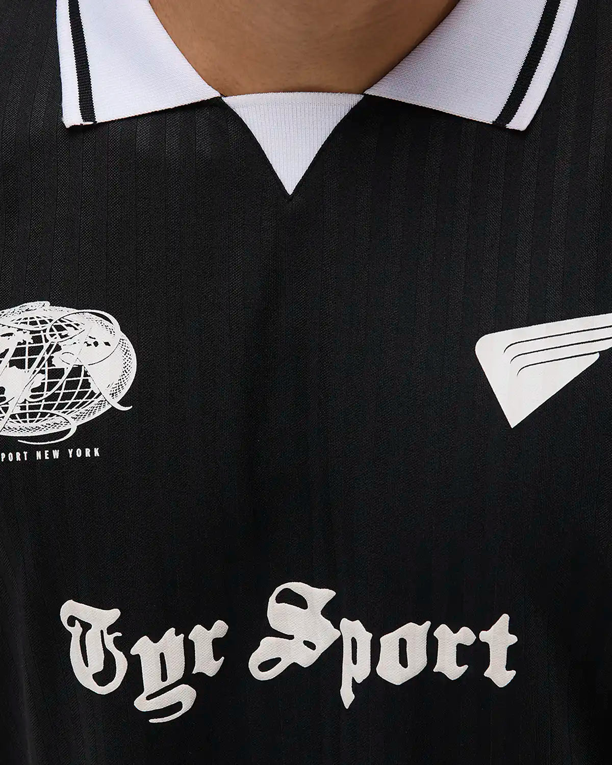 Men's Collared Sports Jersey - Black/White