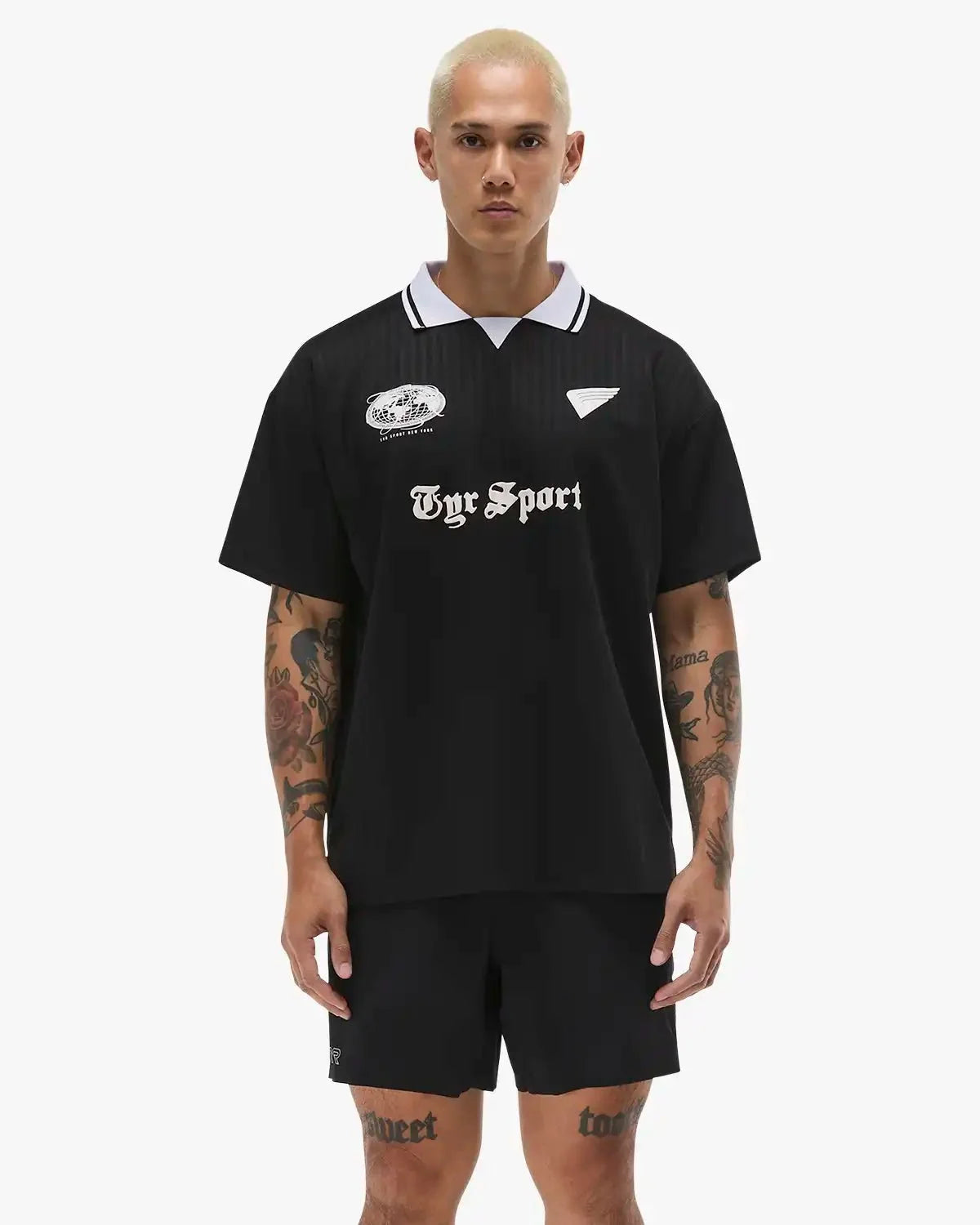 Men's Collared Sports Jersey - Black/White