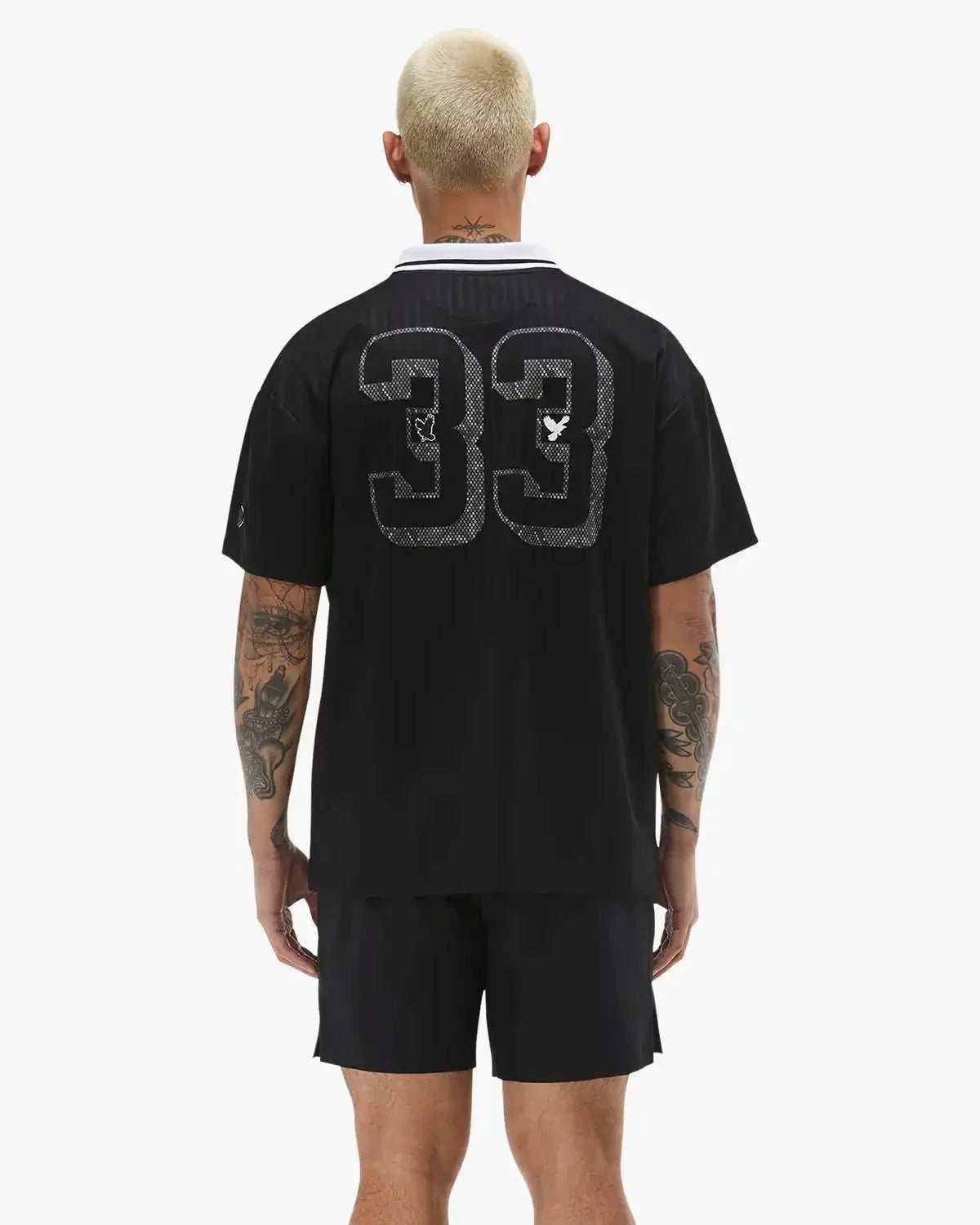 Men's Collared Sports Jersey - Black/White
