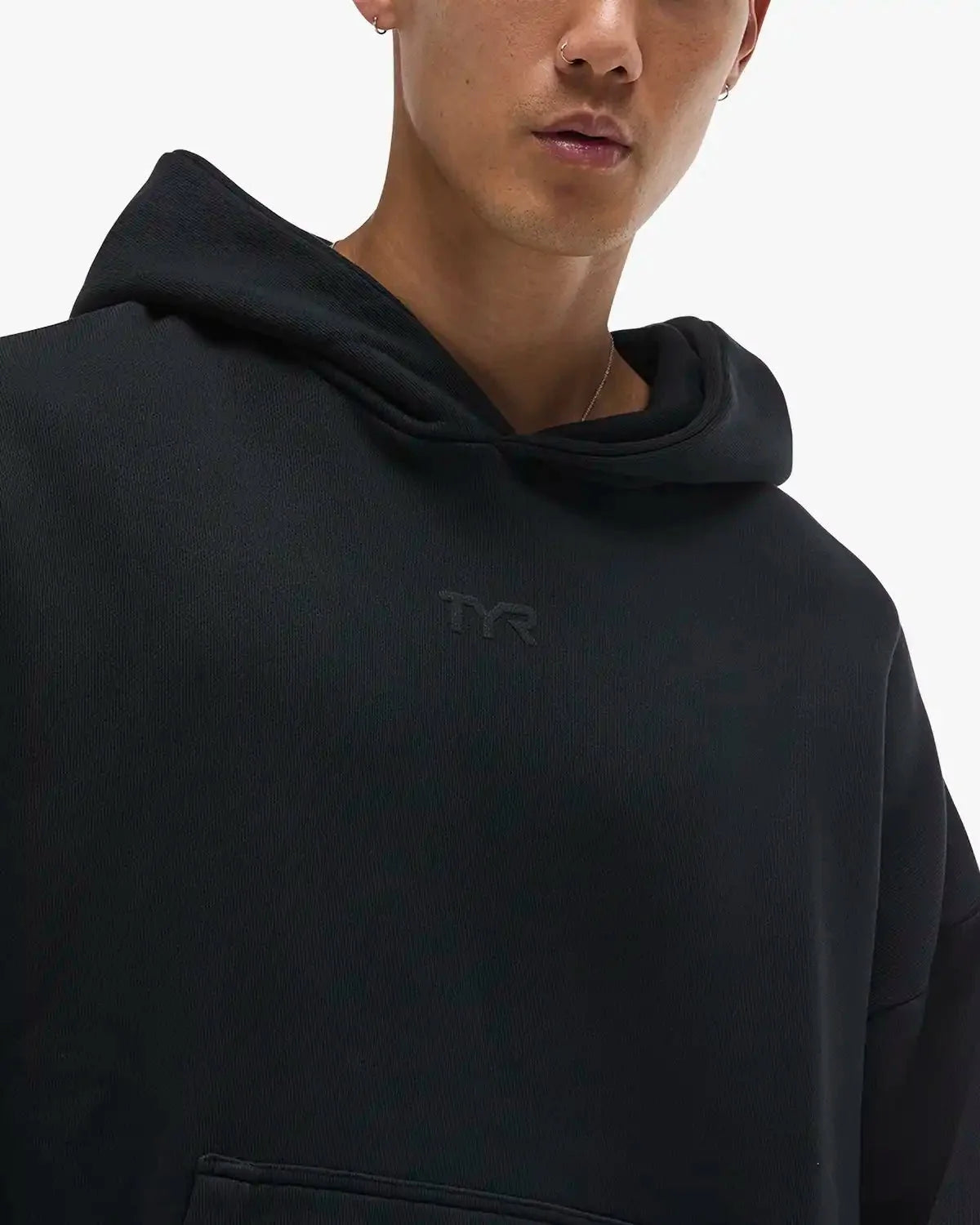 Men's Vintage Wash Oversized Pullover Hoodie - Garment Dyed / Black