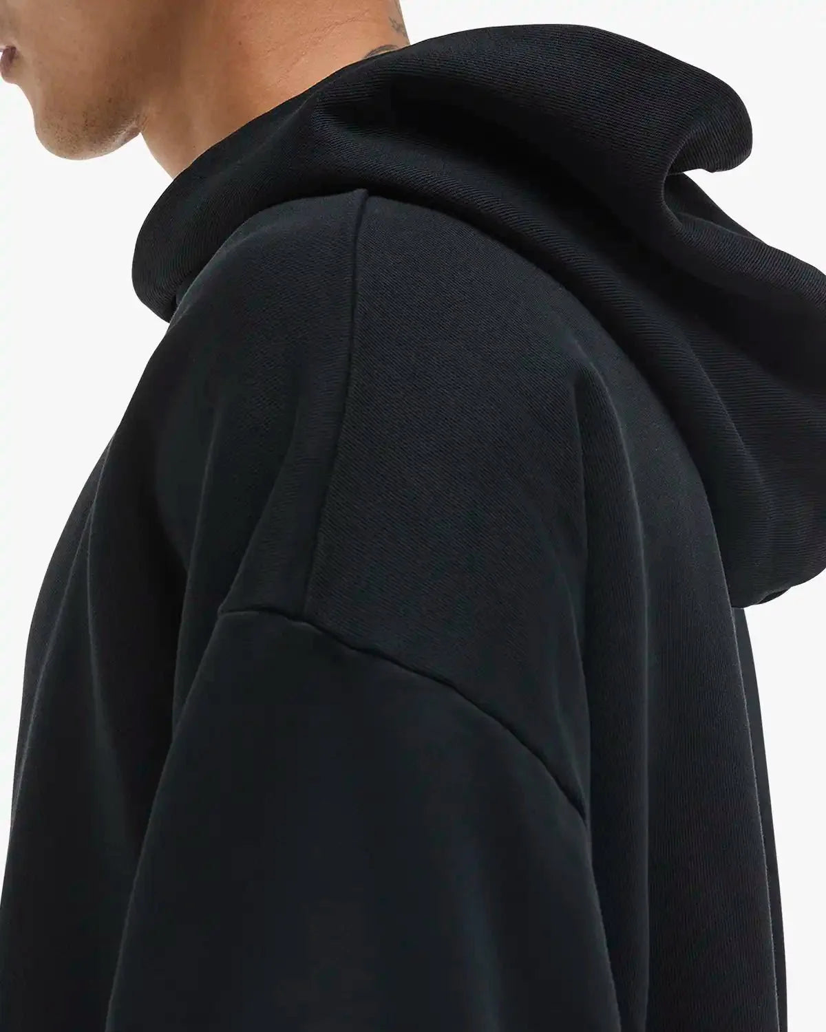 Men's Vintage Wash Oversized Pullover Hoodie - Garment Dyed / Black