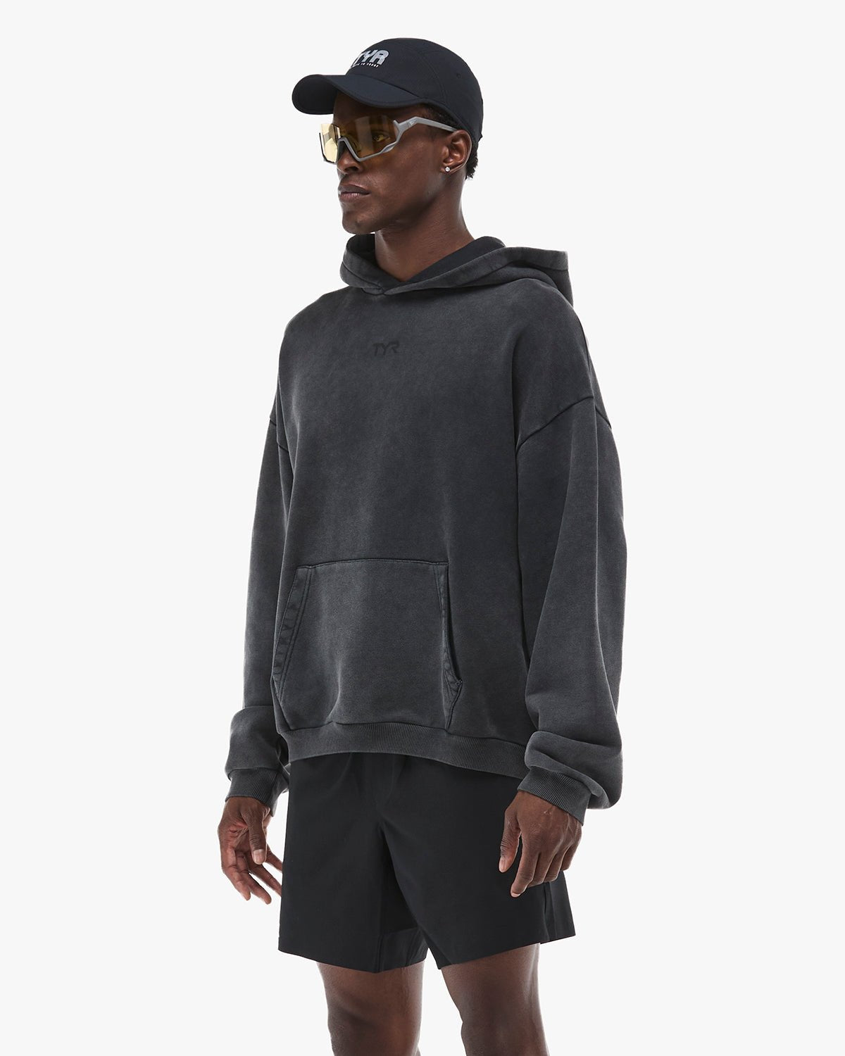 Men's Vintage Wash Oversized Pullover Hoodie - Garment Dyed / Gunmetal