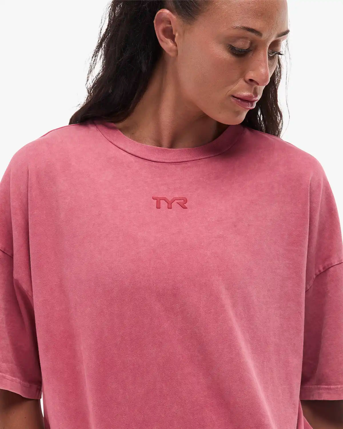 Women's Vintage Wash Oversized Boxy Tee - Crimson