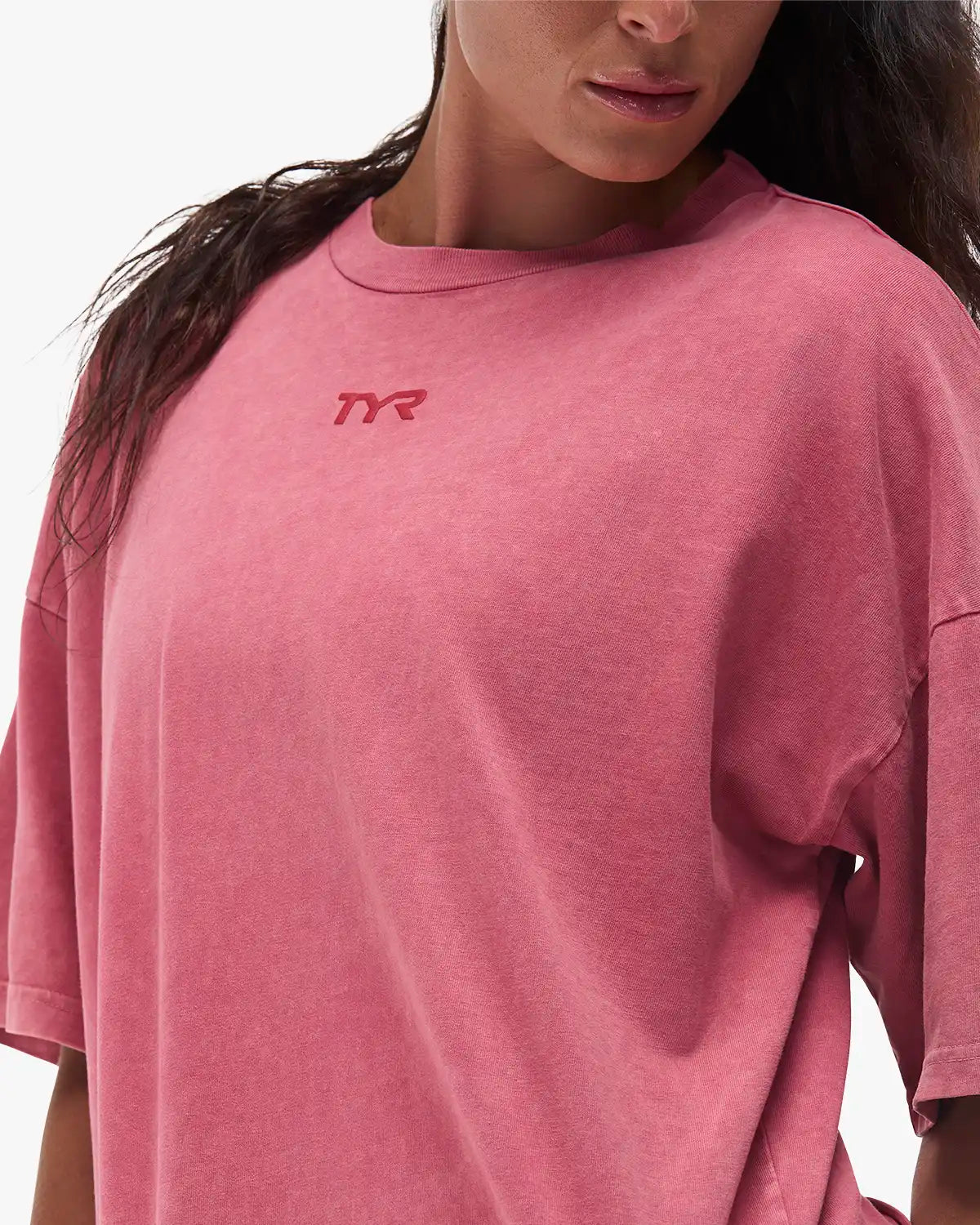 Women's Vintage Wash Oversized Boxy Tee - Crimson