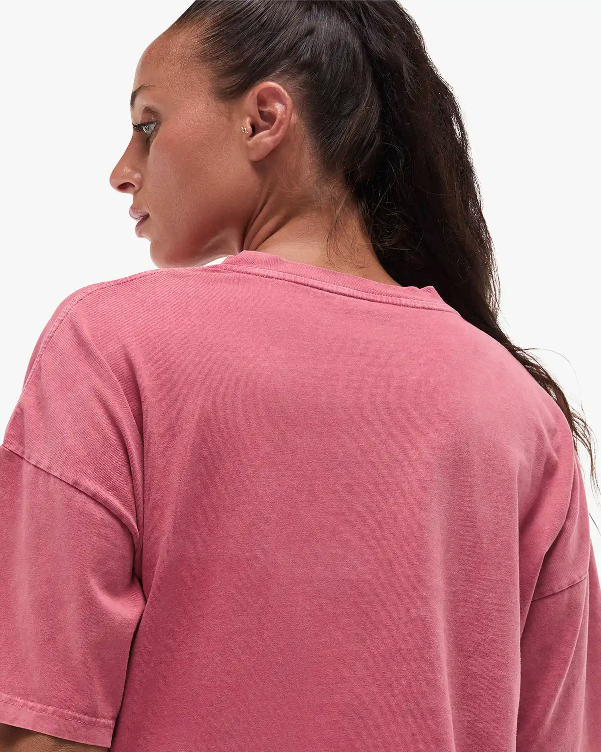 Women's Vintage Wash Oversized Boxy Tee - Crimson