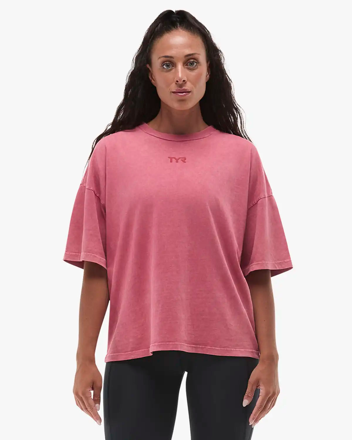 Women's Vintage Wash Oversized Boxy Tee - Crimson
