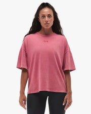 Women's Vintage Wash Oversized Boxy Tee - Crimson